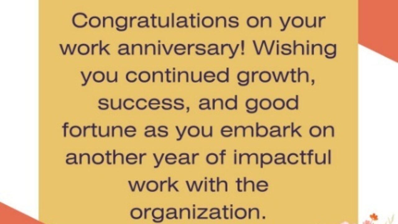 Work Anniversary Wishes - QuoteMantra, image size:1280x720