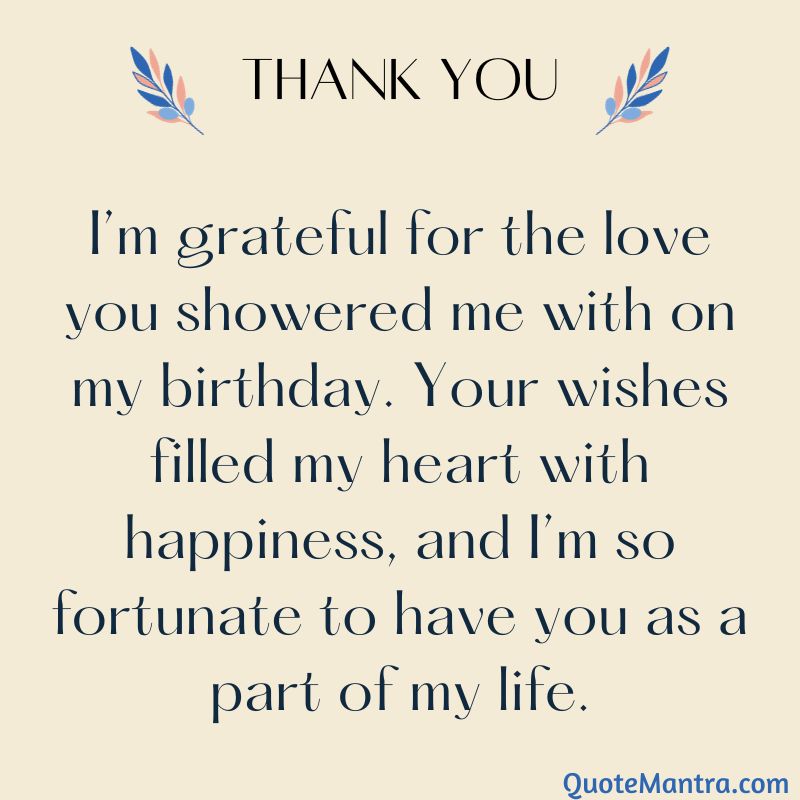 Birthday Thank You Message - QuoteMantra