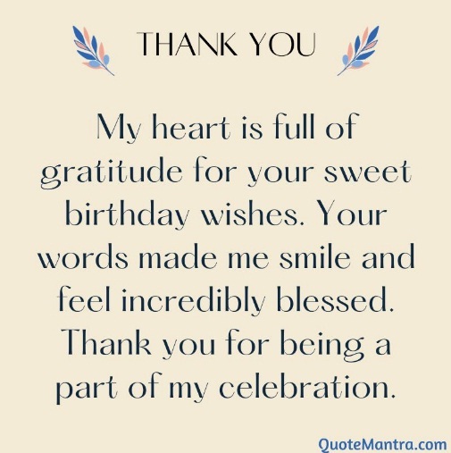 Birthday Thank You Message - QuoteMantra