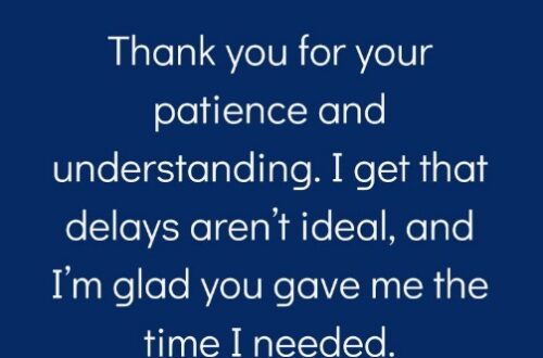 Thank you for your Patience